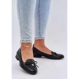 Jezzi Ballerine deschise cu un arc eco -negru din piele 2