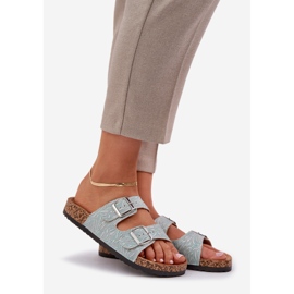 FLIP -FLIP -FLOPS pe o talpă de plută cu catarame de mentă verde 1