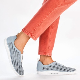 Pantofi ajurati confortabili Rieker W RKR653 albastru 16