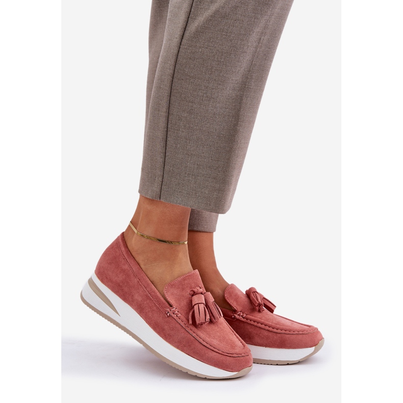 Mocasinele pe un delicat Eco Eco Wedge Pink Suede roz 1 Mocasinele pe un delicat Eco Eco Wedge Pink Suede roz 1