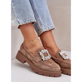 Plăcile de femei din Suede Suede cu o broșă decorativă Beige Dark Beige bej 2 Plăcile de femei din Suede Suede cu o broșă decorativă Beige Dark Beige bej 2