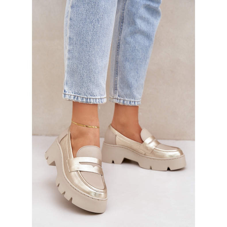 Zazoo Plăcile din piele pentru femei cu calcule plate aurii de aur 2