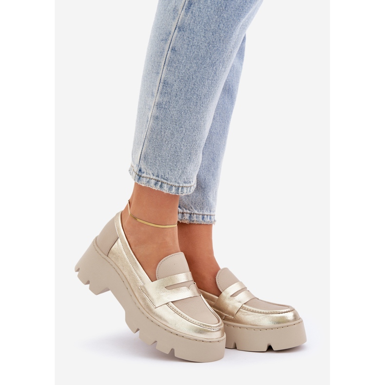 Zazoo Plăcile din piele pentru femei cu calcule plate aurii de aur 1