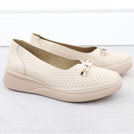 Pantofi pe platforma Vinceza 7896 Beige Openwork bej 2