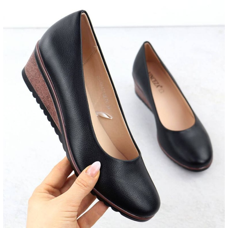 Vinceza Pantofi pentru Vincez Wedge în 58475 Jan360a negru 1