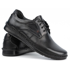 Kampol Pantofi casual barbati din piele 13/27 fata neagra negru 2
