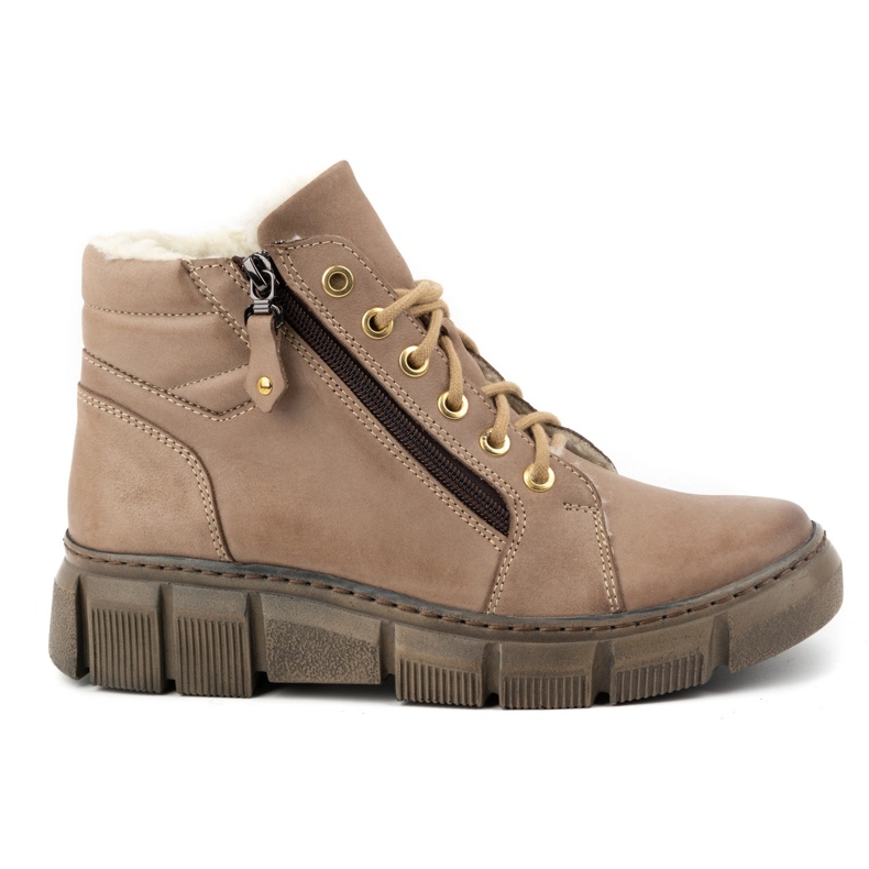 Olivier Cizme de iarna din piele izolata de dama 1180, maro inchis bej 1 Olivier Cizme de iarna din piele izolata de dama 1180, maro inchis bej 1