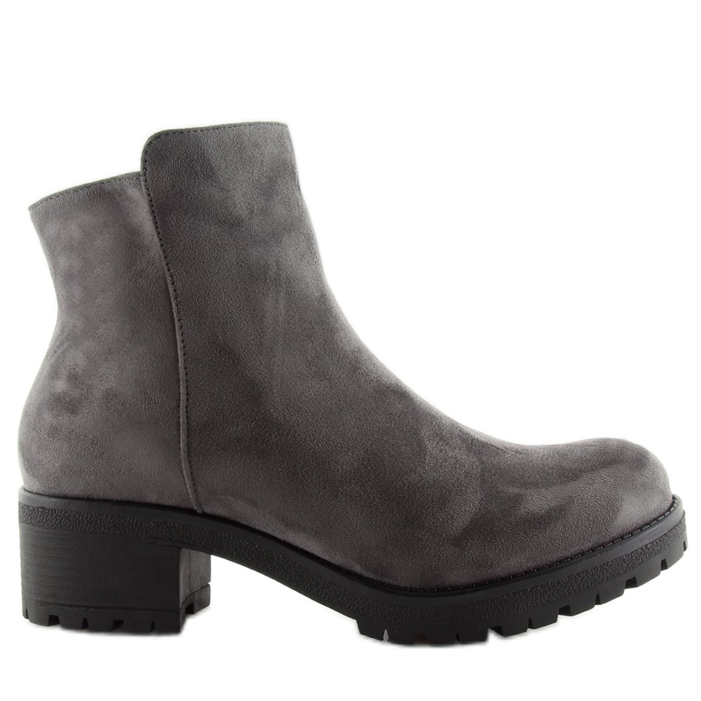 Cizme de dama gri cu toc lat 1 Cizme de dama gri cu toc lat 1