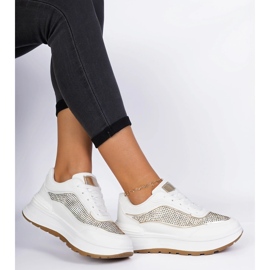 Adidașii pentru femei albe cu zirconi 2