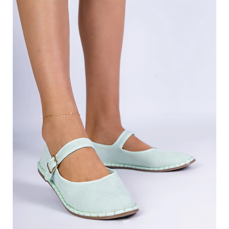 Balerinele pentru femei verzi cu CLASP verde 1