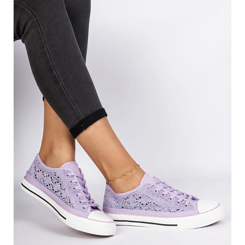Violet Openwork Adidatori pentru femei 2
