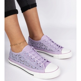 Violet Openwork Adidatori pentru femei 3
