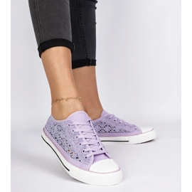 Violet Openwork Adidatori pentru femei 4