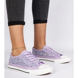 Violet Openwork Adidatori pentru femei 5