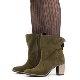 Olivier Cizme verzi Sophia din piele ajurată verde 1