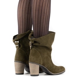 Olivier Cizme verzi Sophia din piele ajurată verde 2