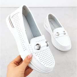 Pantofi din piele deschisă, White Vinceza 95331 Loafers alb 1