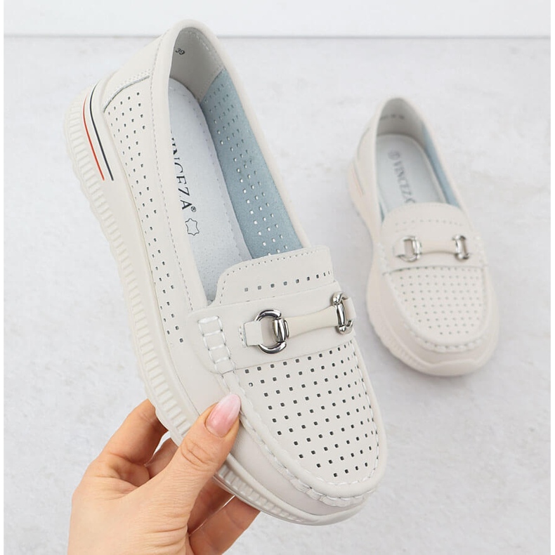 Pantofi din piele deschisă, Loafers bej Vinceza 95331 1