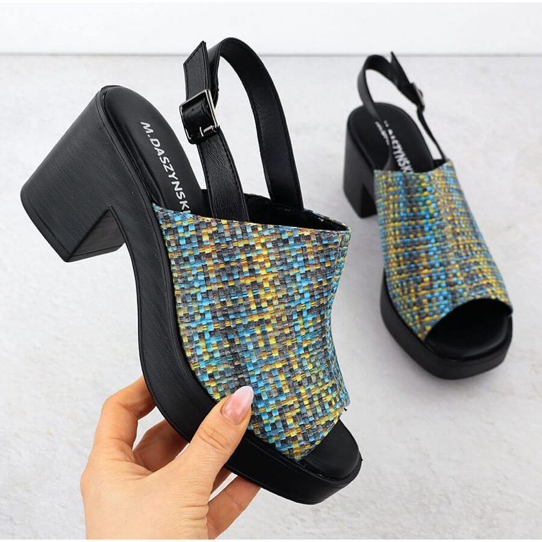 Sandale pentru femei pe M. Daszyński Braid Post MR23126-7 albastru 1