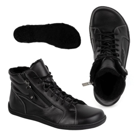 Olivier Pantofi de iarnă minimalisti din piele desculț 1261 negru 2