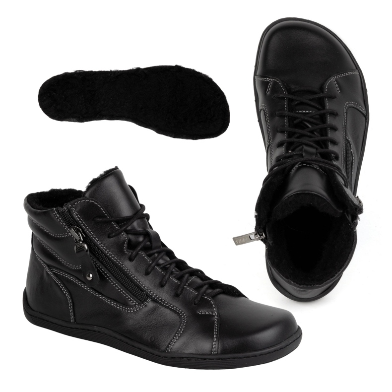 Olivier Pantofi de iarnă minimalisti din piele desculț 1261 negru 2