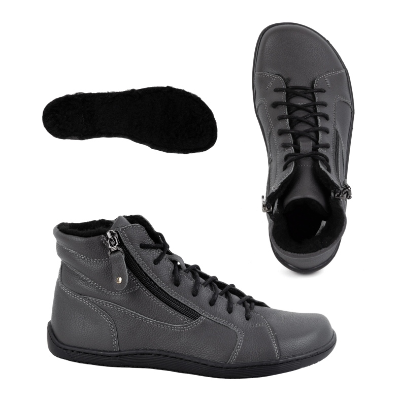 Olivier Pantofi de iarna minimalisti de dama descult 1261 gri 1