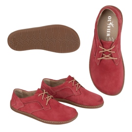 Olivier Pantofi de piele minimalist desculți pentru femei 1082 Red nuubuk roșu 1