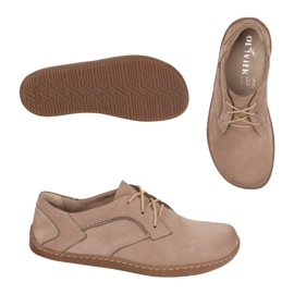 Olivier Pantofi de piele minimalist pentru femei desculță 1082 Cappuccino Nubuk bej 1