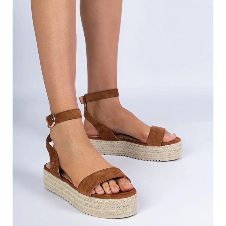 Brown espadrilles sandale pe platformă maro 1