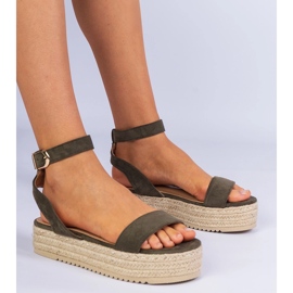 Sandale espadrilice verzi pe platformă verde 1