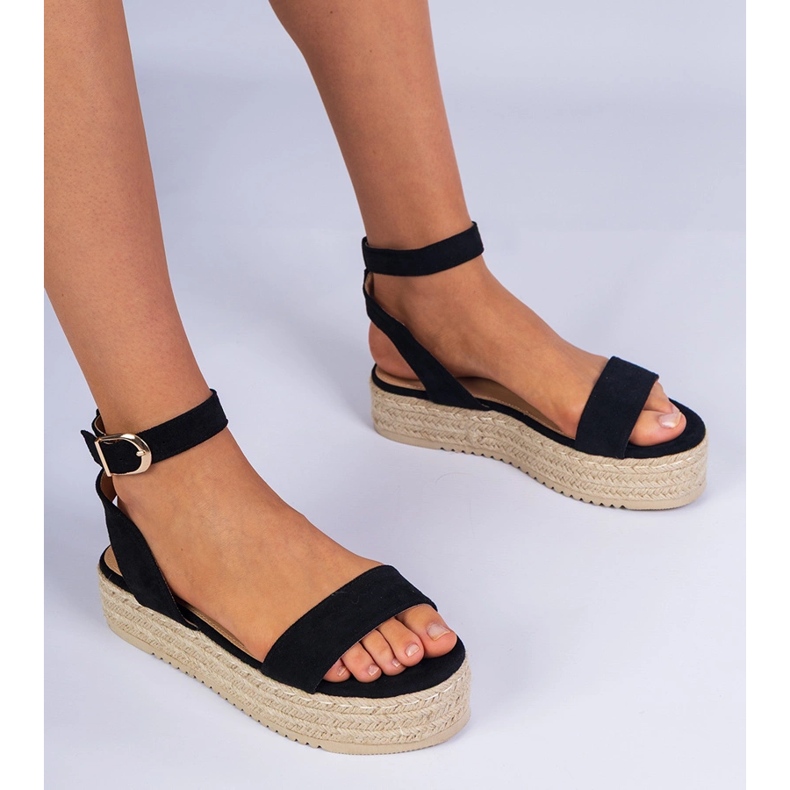 Espadrilles negri pe platformă negru 1