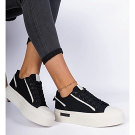 Adidaje de țesătură pentru femei negre pe platformă negru 1