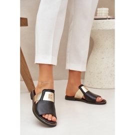 Flip -flops din piele naturală elegantă Zazoo 40423 Negru 2 Flip -flops din piele naturală elegantă Zazoo 40423 Negru 2