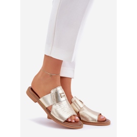 Papuci elegante din piele naturală Zazoo 40423 Zloty de aur 1