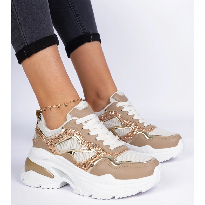 Adidatoarele de femei maro decorate cu sclipici 1