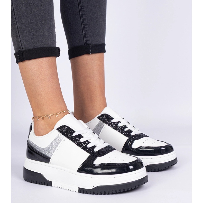 Adidasi negri de dama cu talpa groasa negru 2