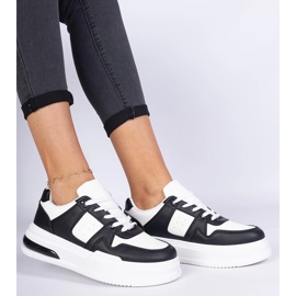 Tenisi de dama alb-negru cu talpa groasa 2