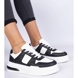 Tenisi de dama alb-negru cu talpa groasa 1