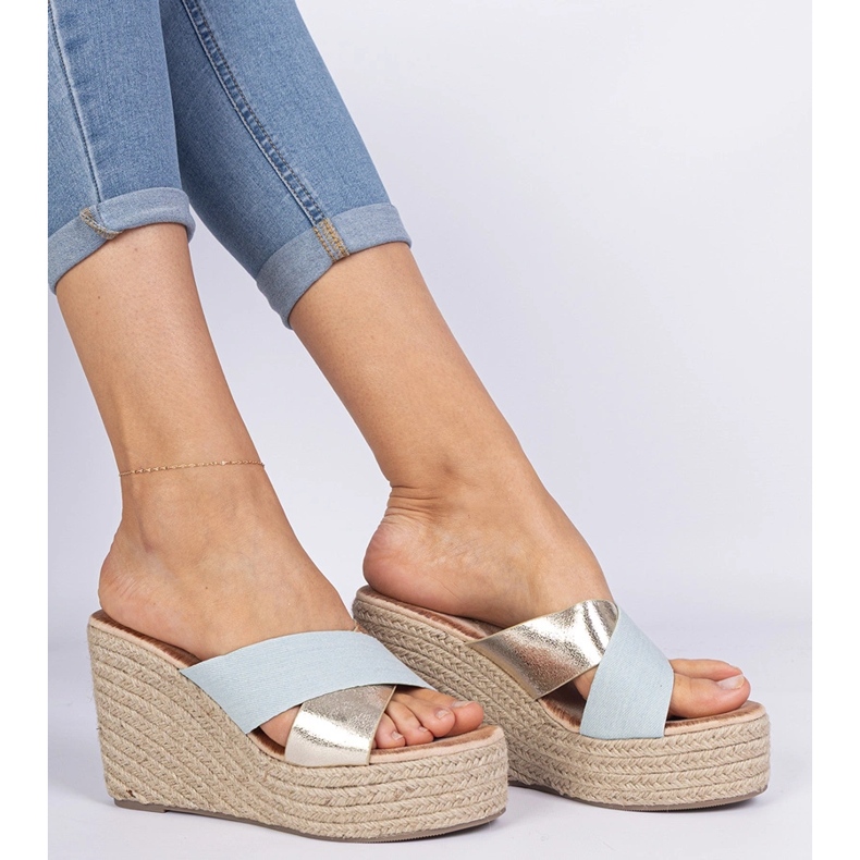 Flip -flops din denim din Espadrille albastru 1