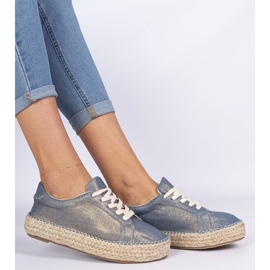 Espadrilles albastru strălucitor de aur 1