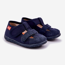 Papuci pentru copii pentru Velcro albastru bleumarin 1