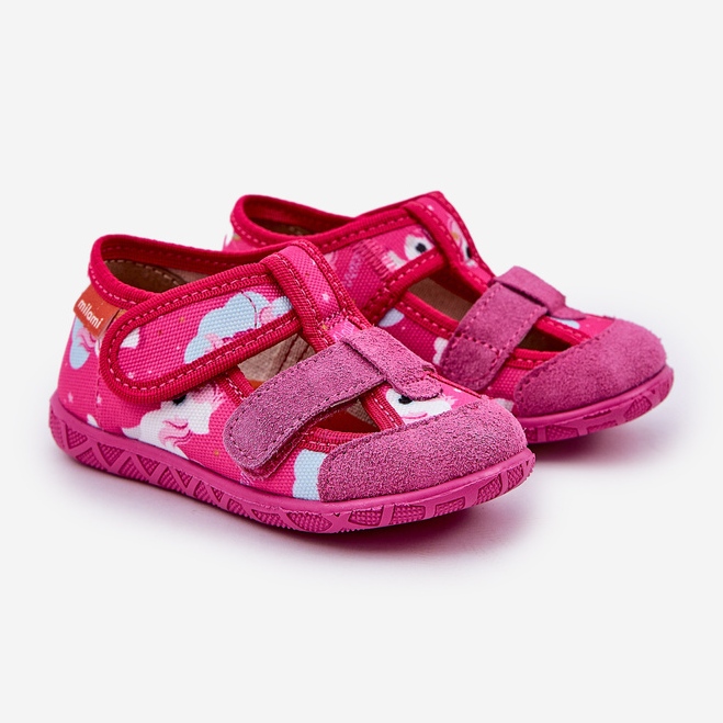 Papuci pentru copii pentru Velcro în Unicorn Fuchsia roz 1