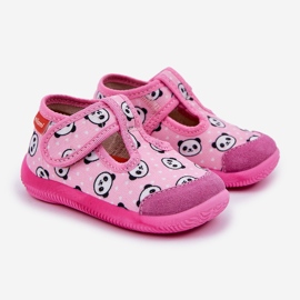 Papuci Milami Panda Panda Pink Ambette Velcro roz 1