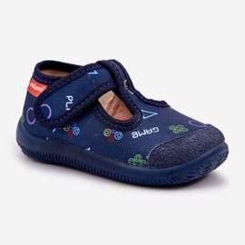 Papuci pentru copii flexibili albastru albastru velcro 6