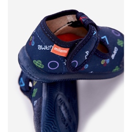 Papuci pentru copii flexibili albastru albastru velcro 5