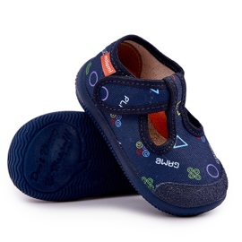 Papuci pentru copii flexibili albastru albastru velcro 7