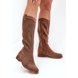 S.Barski Cizme cu un Openwork Flat Super S. Barski Hy51-860 Brown maro 2