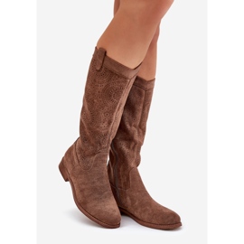 S.Barski Cizme cu un Openwork Flat Super S. Barski Hy51-860 Brown maro 1