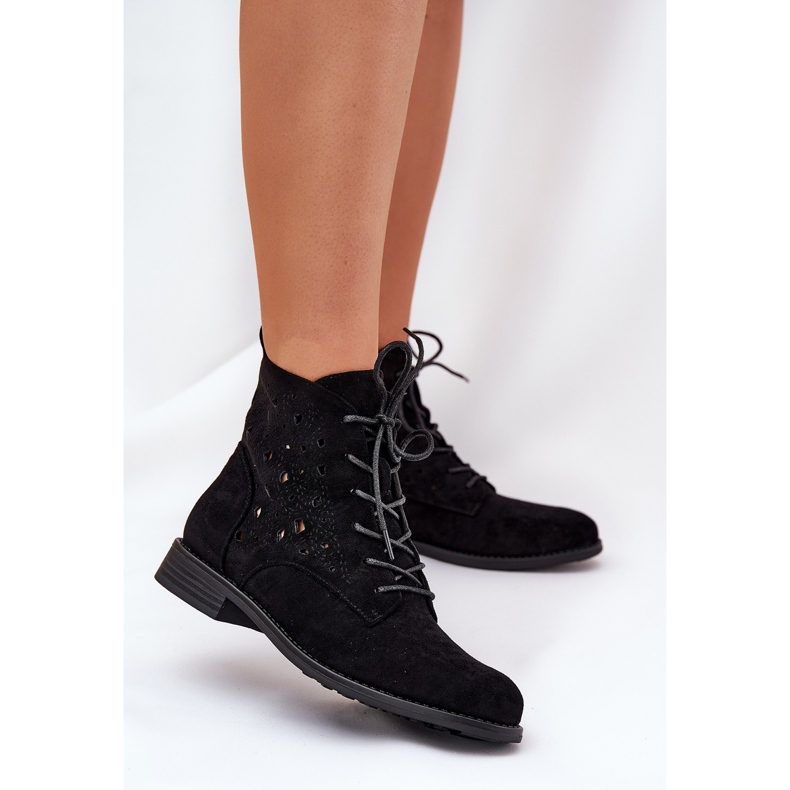 Cizme cu dantelă cu un model de operațiune S.Barski Hy51-136 Negru 2