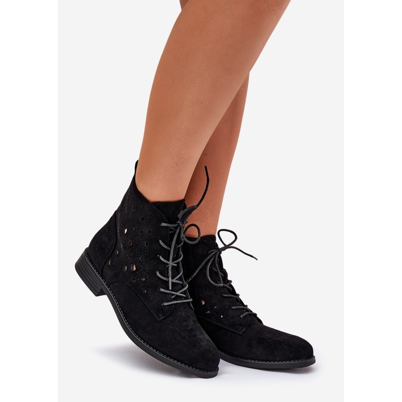 Cizme cu dantelă cu un model de operațiune S.Barski Hy51-136 Negru 1